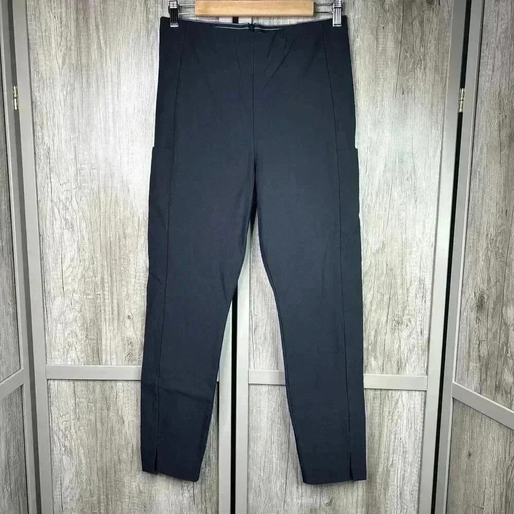 Athleta Black Pants Sz 8 Skinny Leg Hip Pockets Zipp Closure